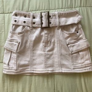 PACSUN Belted Cargo Denim Mini Skirt